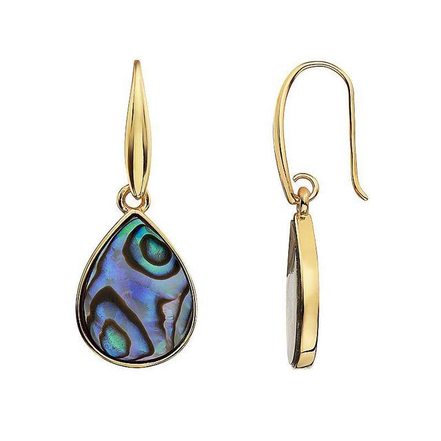 14k Gold Over Sterling Silver Abalone Drop Earrings, Womens, Yellow Product Image