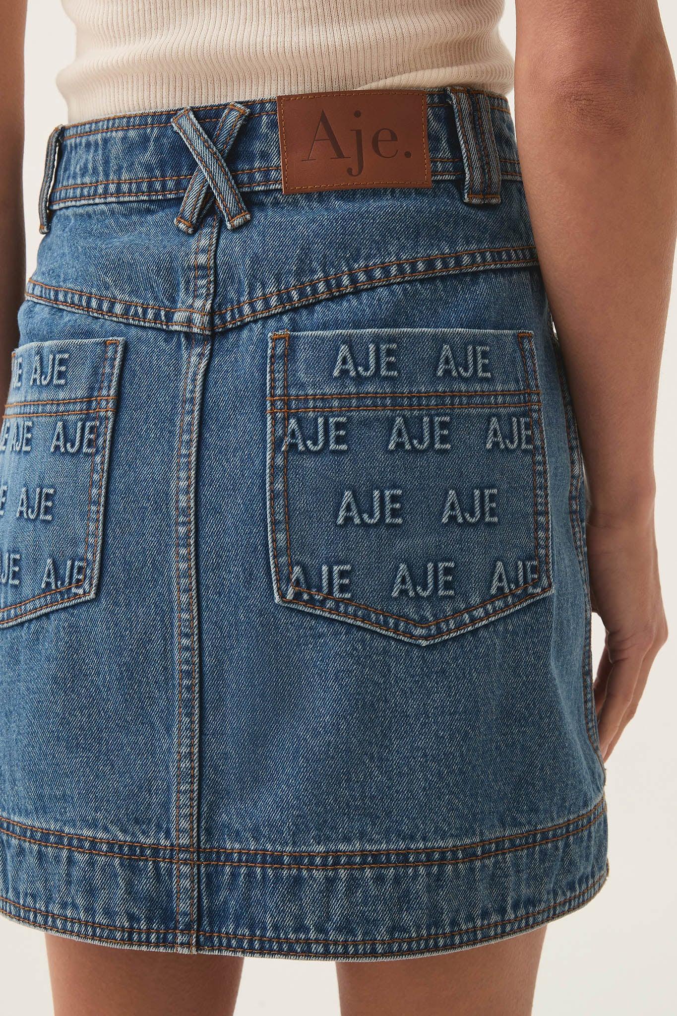 Nika Logo  Denim Mini Skirt Product Image