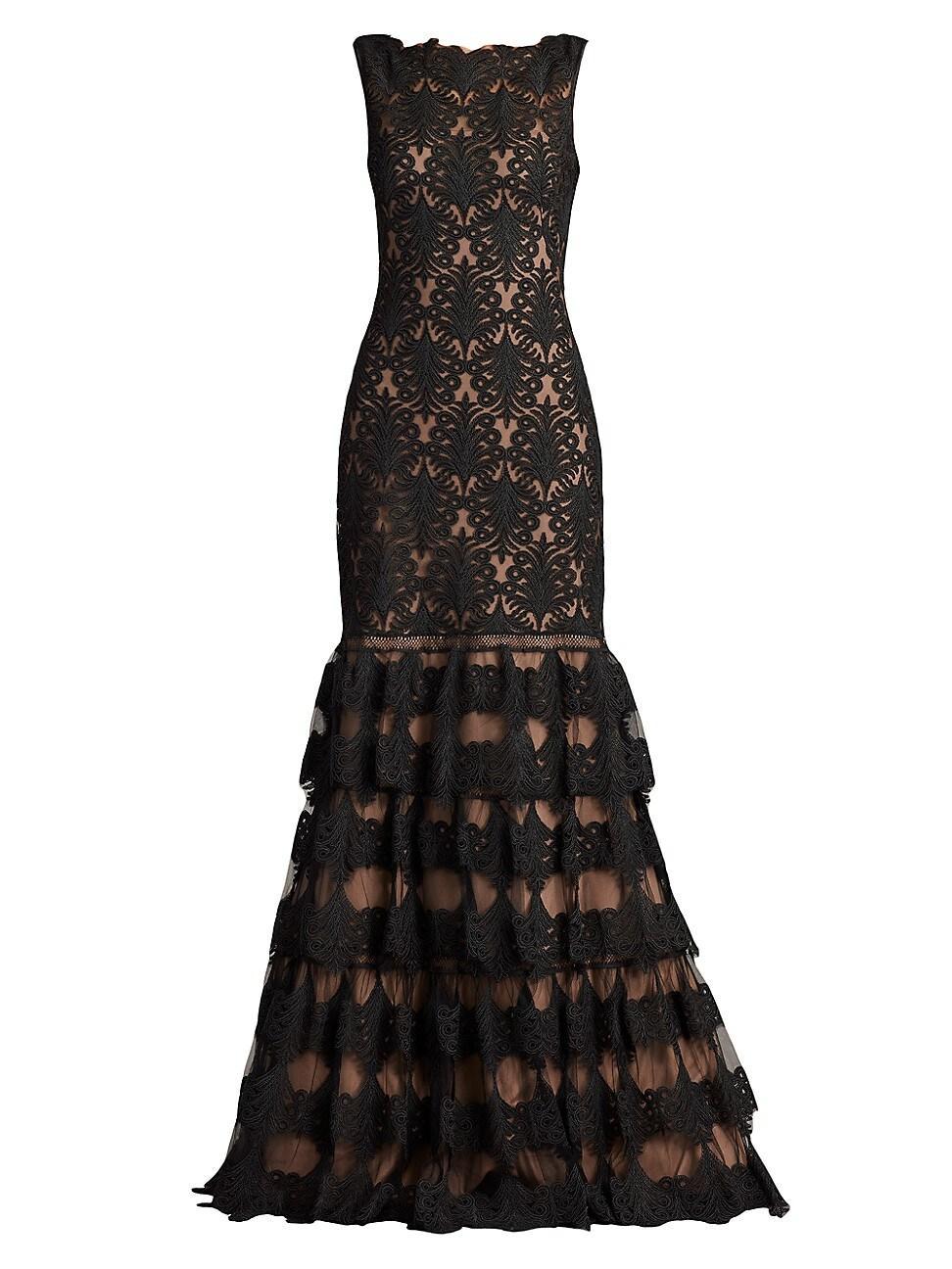 Womens Corded Lace Sleeveless Mermaid Gown Product Image