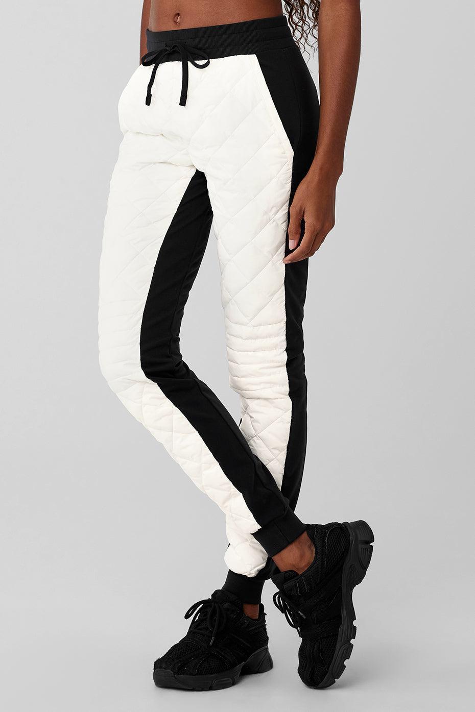 Airbrush Winter Warm High-Waist Moto Puffer Pant - Black/Ivory Female Product Image