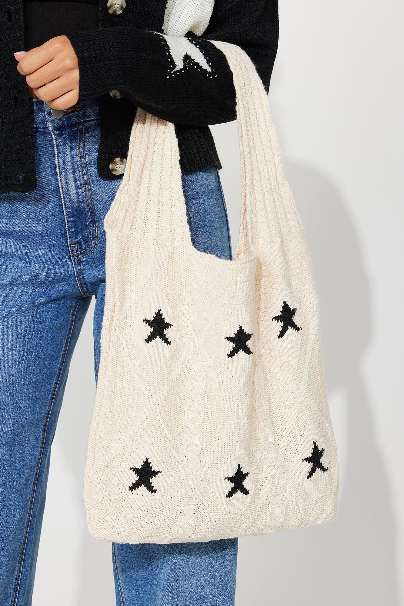 Star Gazing Tote Bag - White/Black Product Image