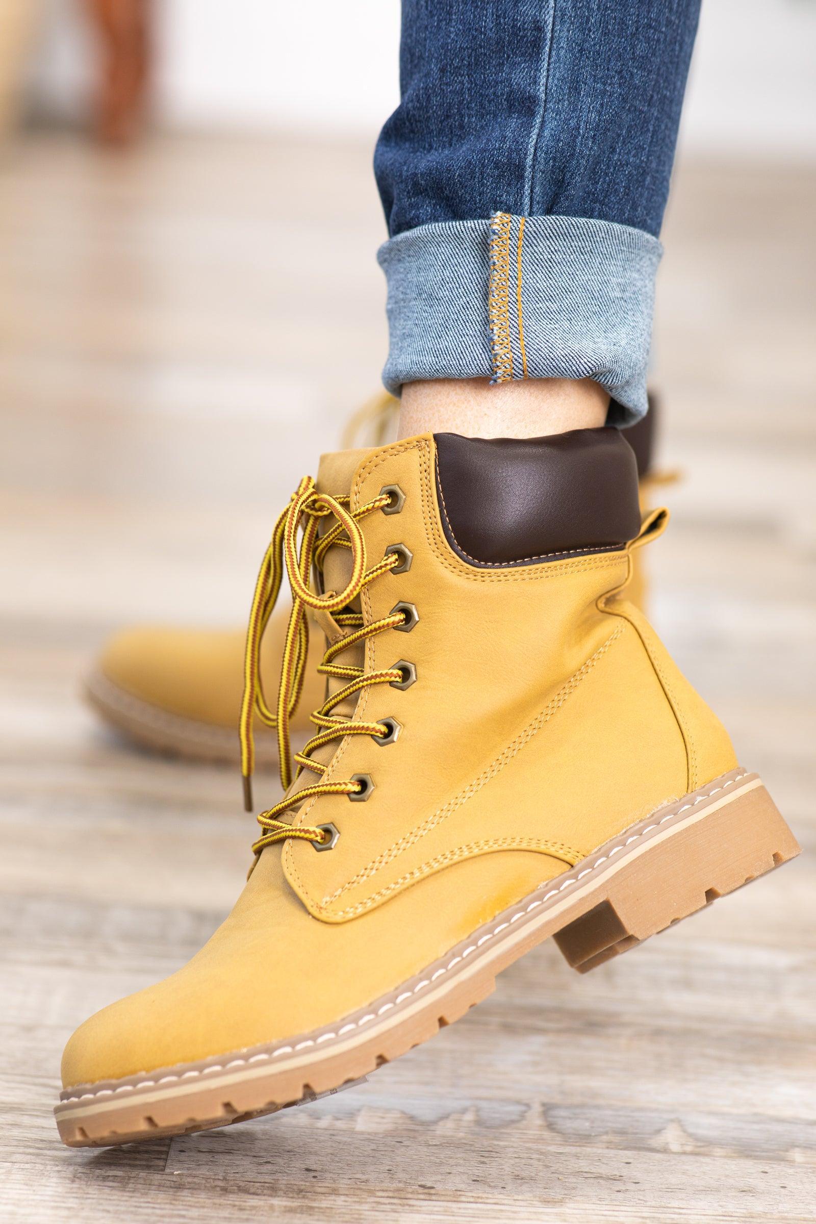 Camel Lace Up Boots Product Image