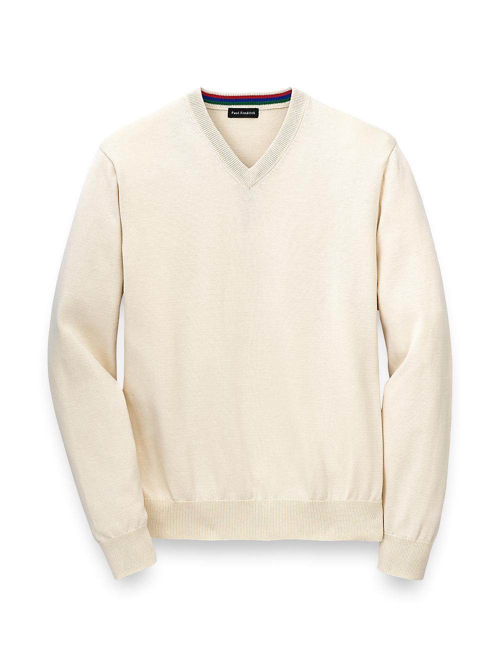 Supima Cotton V-neck Sweater Product Image