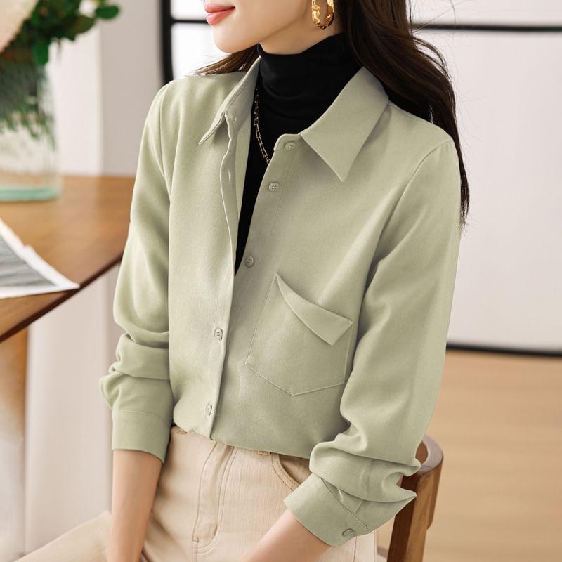 Long-Sleeve Plain Shirt Product Image