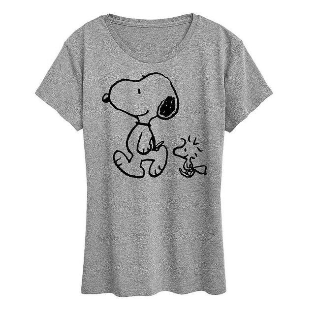 Womens Peanuts Snoopy & Woodstock Walk Graphic Tee, Girls Product Image