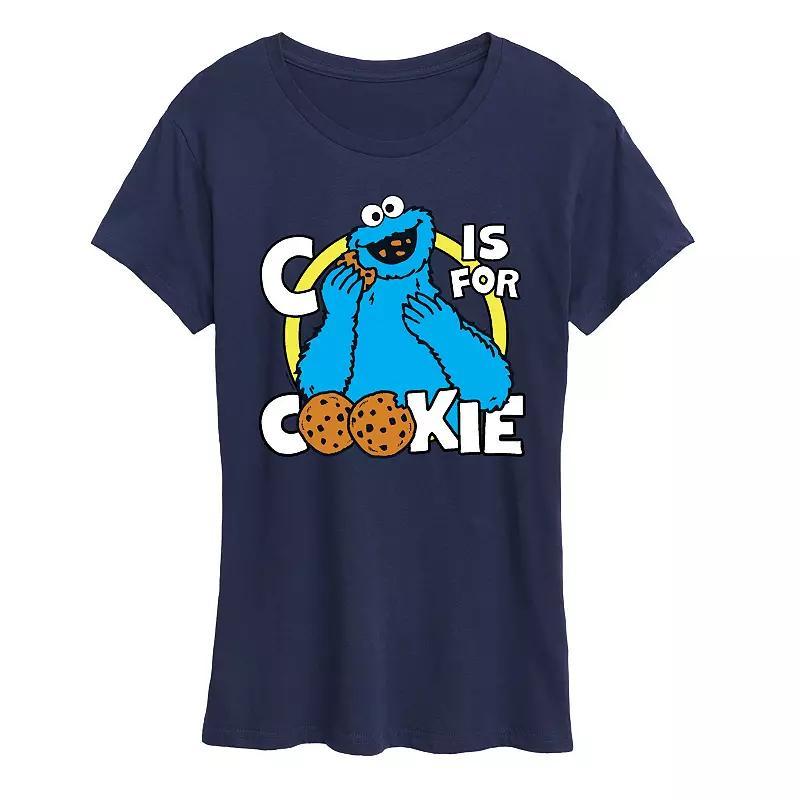 Womens Sesame Street Cookie Monster Graphic Tee, Girls Blue Product Image