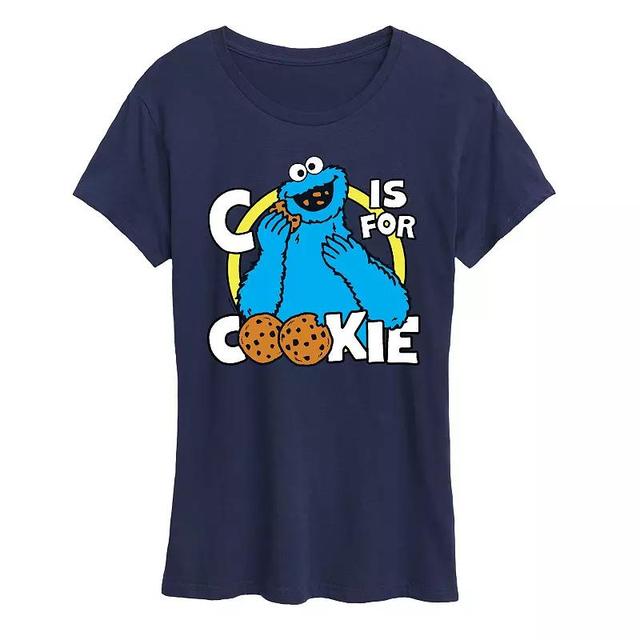 Womens Sesame Street Cookie Monster Graphic Tee, Girls Blue Product Image