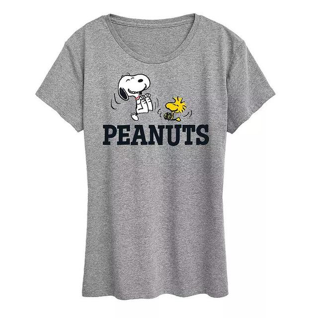 Womens Peanuts Snoopy And Woodstock Graphic Tee, Girls Grey Gray Product Image