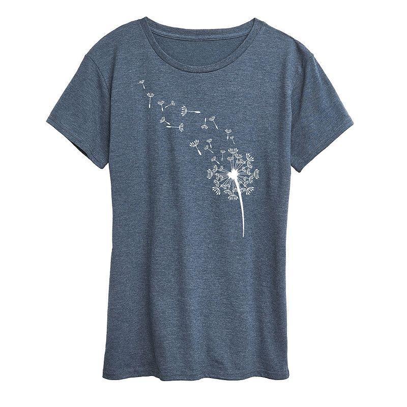 Womens Dandelion Seeds Graphic Tee Blue Product Image