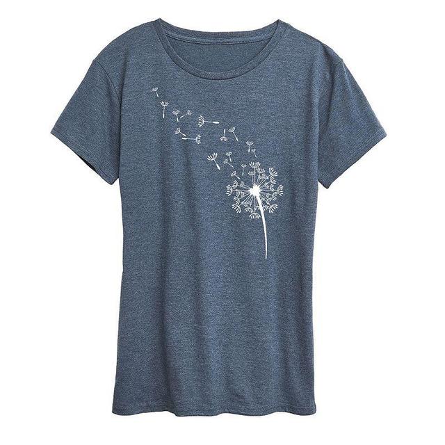 Womens Dandelion Seeds Graphic Tee Grey Blue Product Image