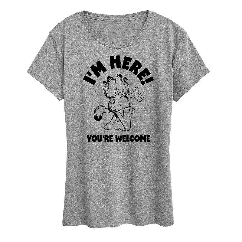 Womens Garfield Im Here Youre Welcome Graphic Tee, Girls Grey Yellow Product Image