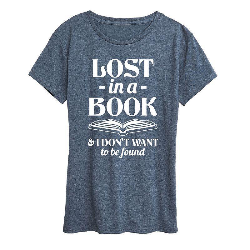 Womens Lost In A Book Graphic Tee Grey Blue Product Image