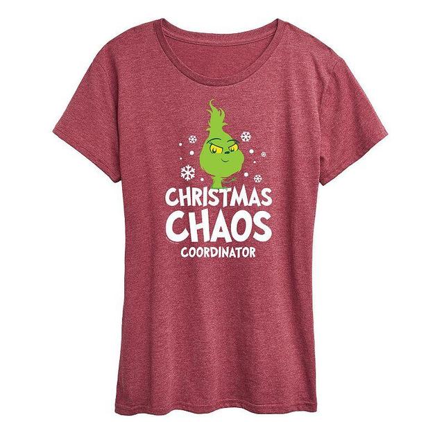 Womens Dr. Seuss Little Grinch Chaos Coordinator Graphic Tee, Girls Grey Heather Product Image