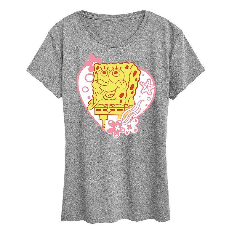 Womens Spongebob Squarepants Heart Graphic Tee Blue Product Image