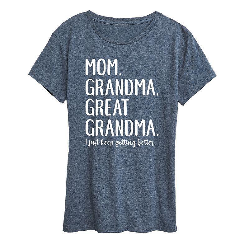 Womens Mom Grandma & Great Grandma Graphic Tee, Girls Grey Blue Product Image