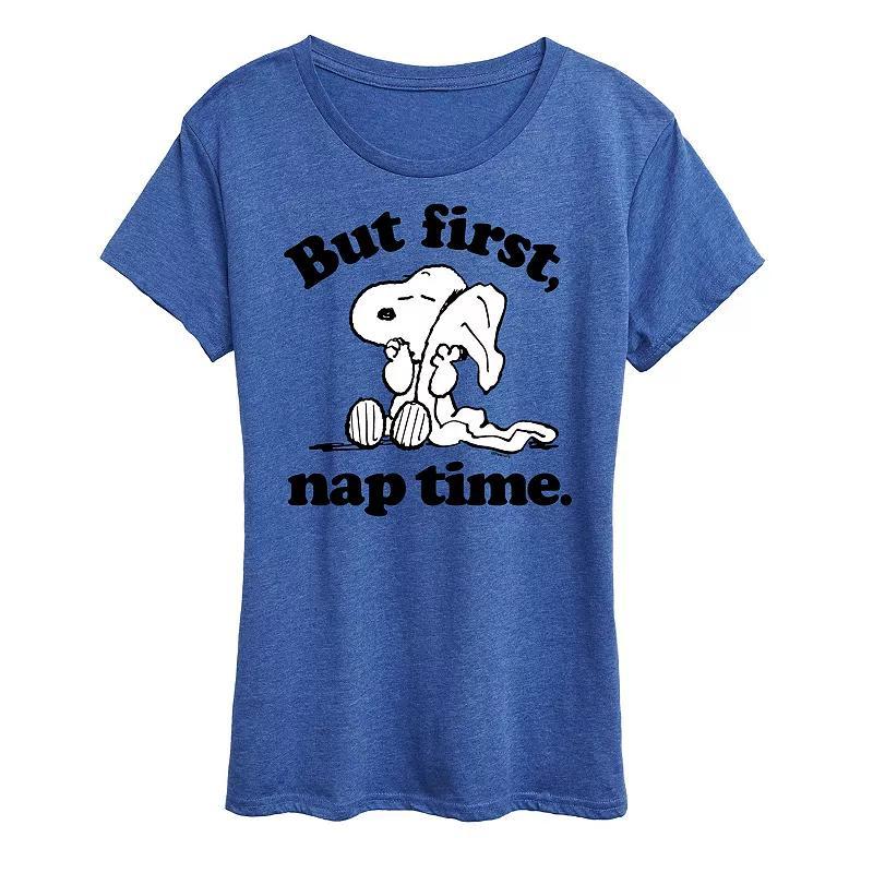 Womens Peanuts Snoopy First Nap Time Graphic Tee Med Blue Product Image