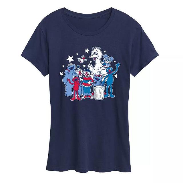 Womens Sesame Street Americana Group Graphic Tee Blue Product Image