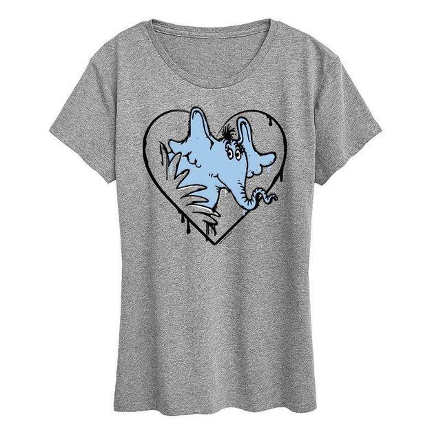 Womens Dr. Seuss Horton Heart Graphic Tee, Girls Grey Gray Product Image