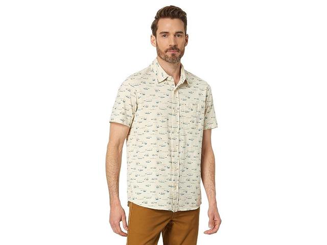 L.L.Bean Lakewashed Organic Short Sleeve Button-Down (Message in A Bottle) Men's Clothing Product Image