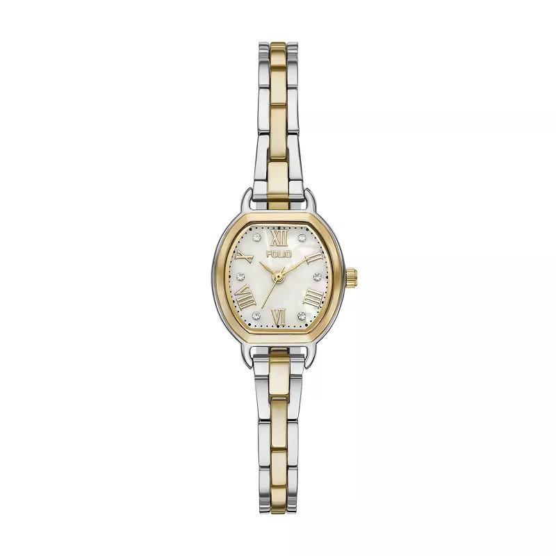 Folio Womens Two Tone Barrel Watch, White Product Image