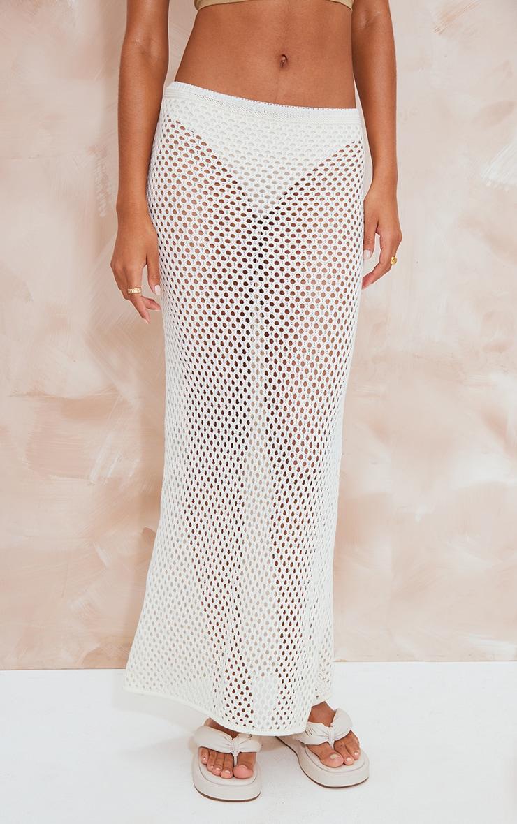 Cream Crochet Maxi Skirt Product Image