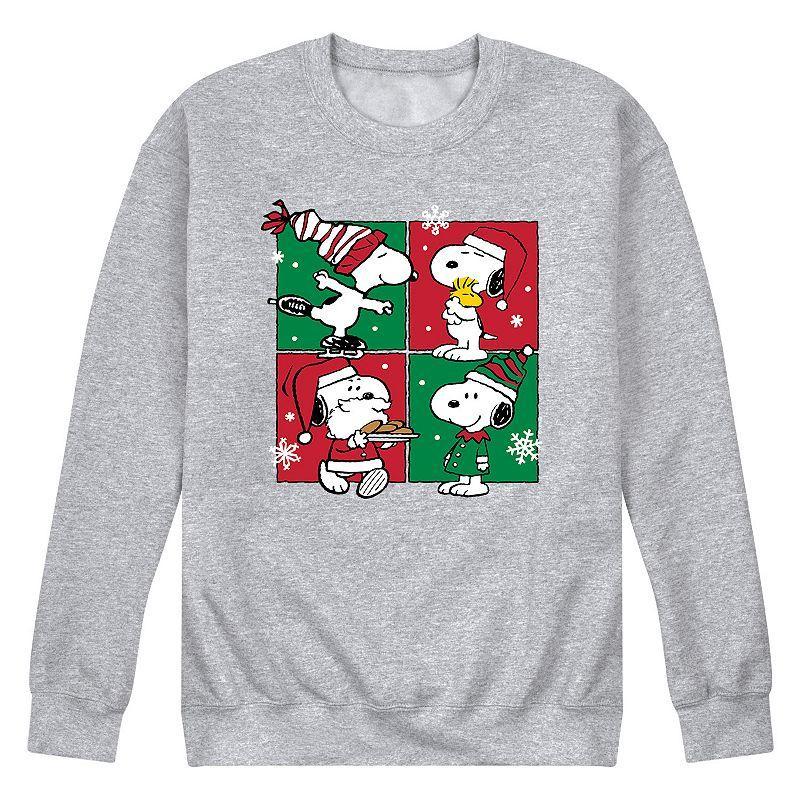 Mens Peanuts Snoopy Christmas Grid Sweatshirt Med Grey Product Image