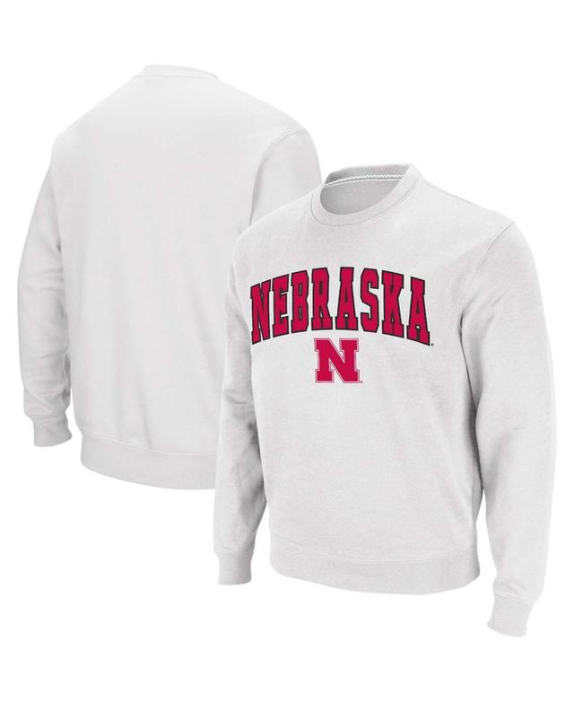 Mens Colosseum Heather Gray Nebraska Huskers Arch & Logo Pullover Sweatshirt Product Image