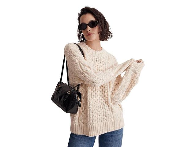 Madewell Cable-Knit Oversized Sweater (Antique Cream) Women's Clothing Product Image