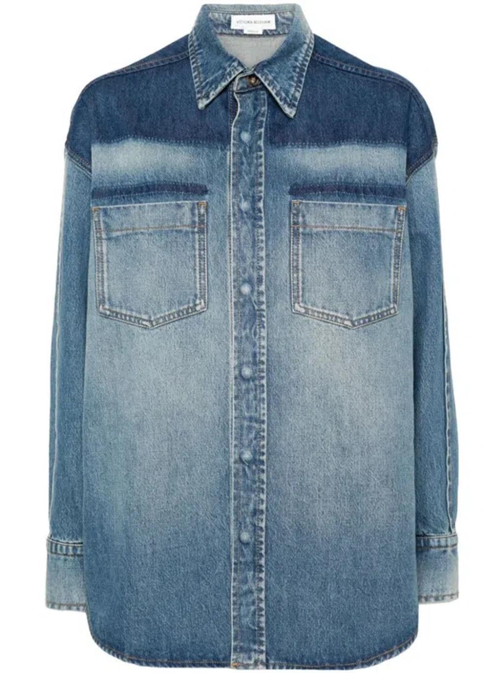 Oversized Denim Shirt In Blue Product Image