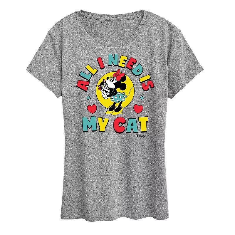 Disneys Minnie Mouse & Figaro Plus All I Need Is My Cat Graphic Tee, Womens Grey Gray Product Image