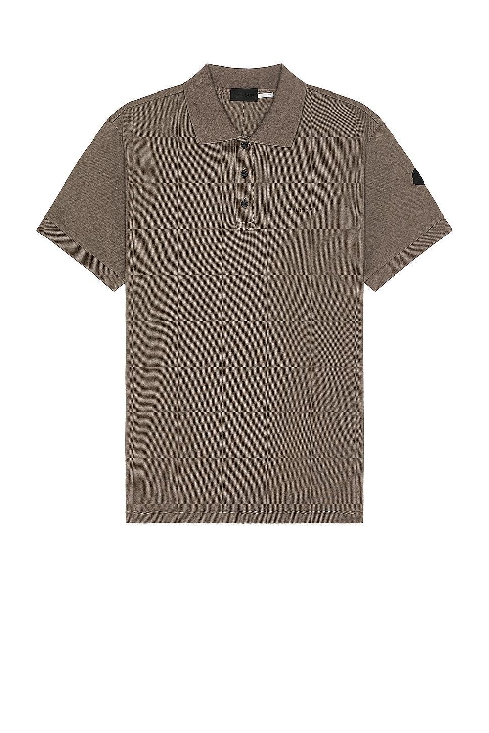 Moncler Short Sleeve Polo in Taupe Product Image