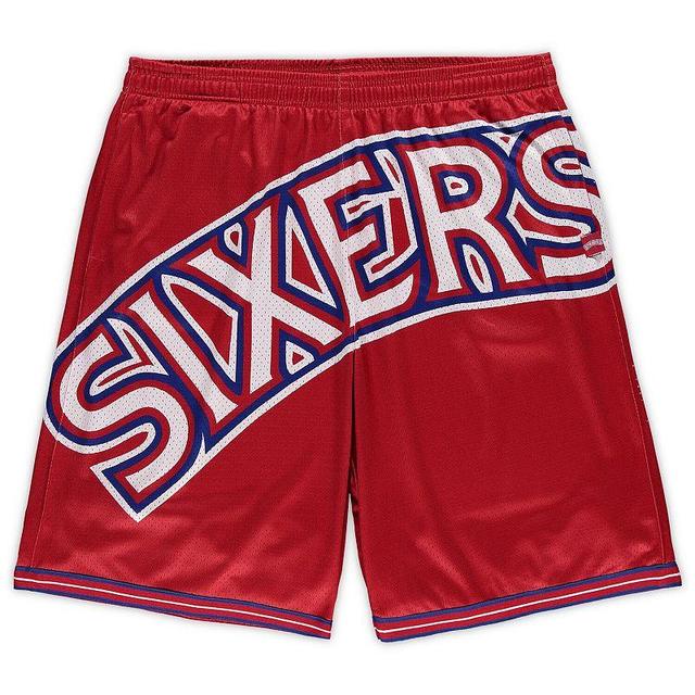 Mens Mitchell & Ness Red Philadelphia 76ers Big & Tall Hardwood Classics Big Face 2.0 Shorts Product Image