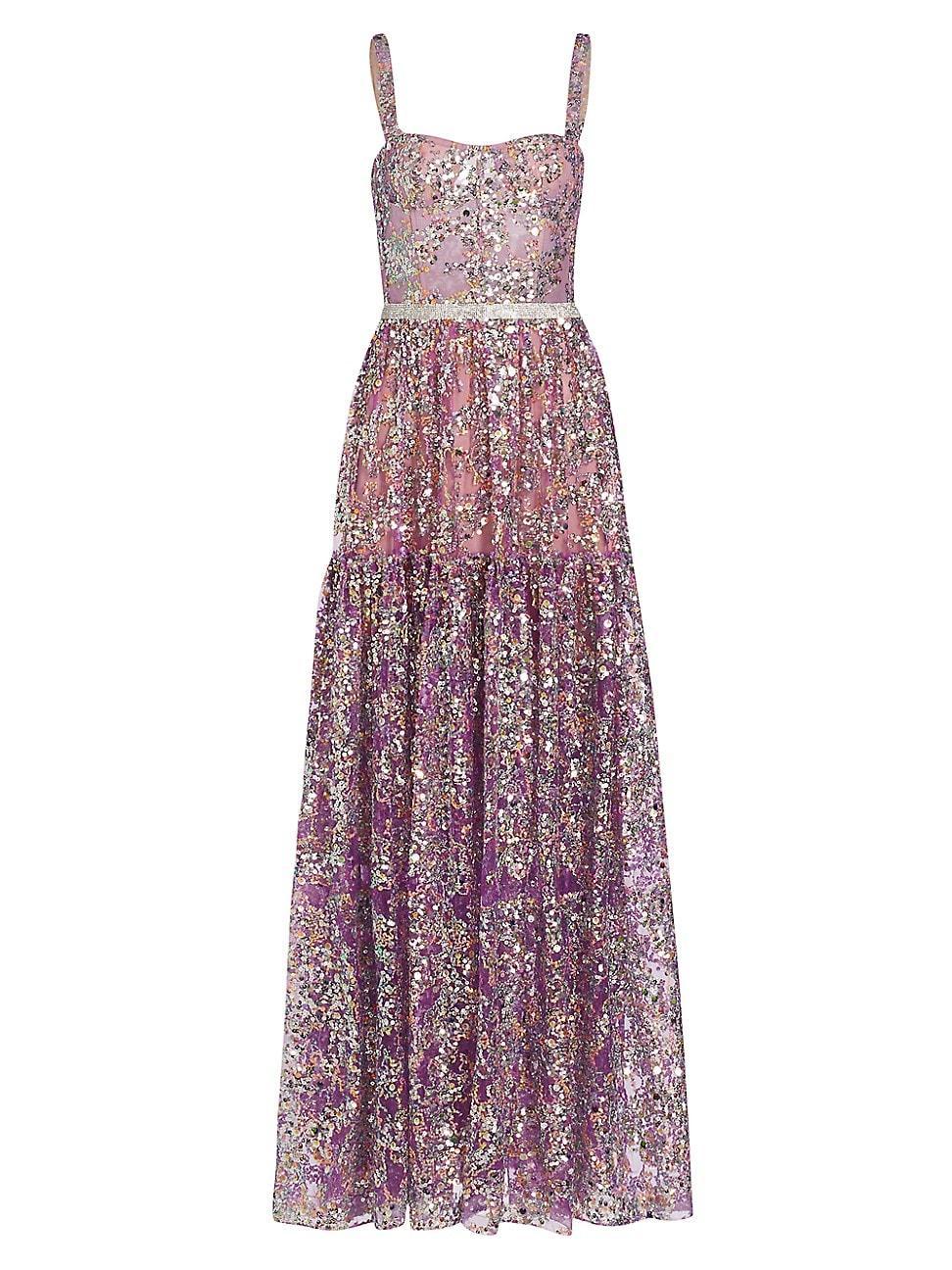 Womens Midnight Sequin-Embroidered Gown Product Image