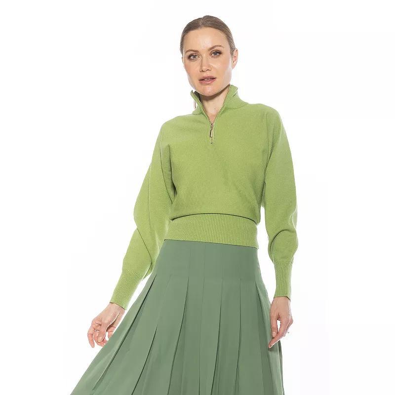 Womens ALEXIA ADMOR Niko Turtleneck Sweater with Front Zipper Detail Green product image