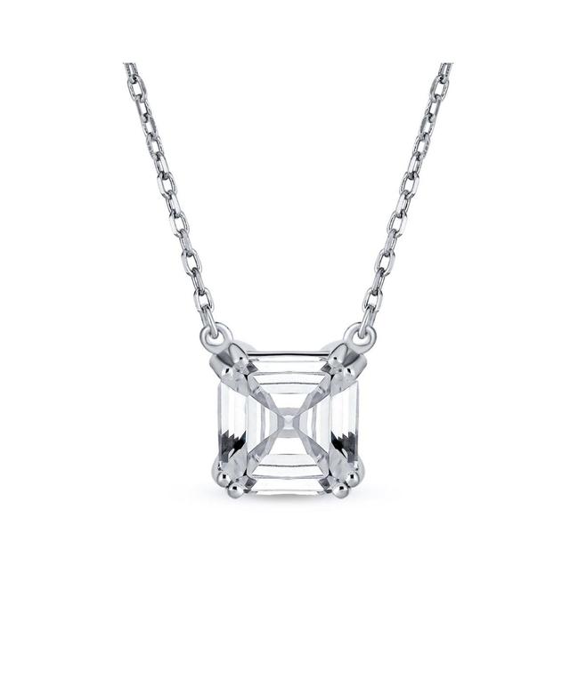 Bling Jewelry Classic Bridal 2 Ctw Solitaire Square Cubic Zirconia Aaa Cz Royal Asscher Cut Necklace Pendant For Women .925 Sterling Silver Product Image