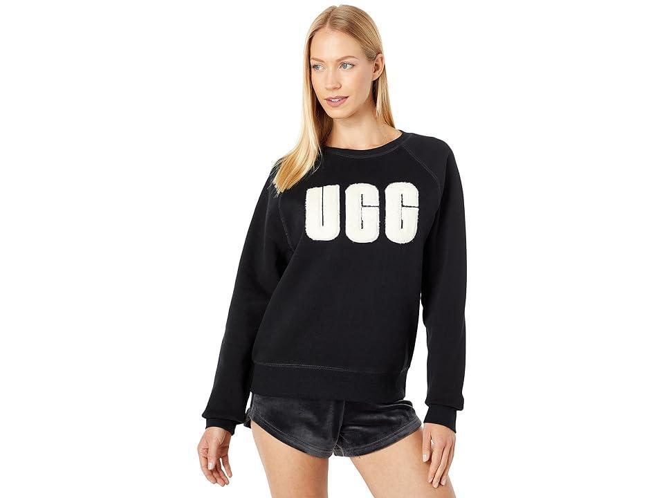 Womens UGG® Madeline Fuzzy Logo Sweatshirt - Black Product Image