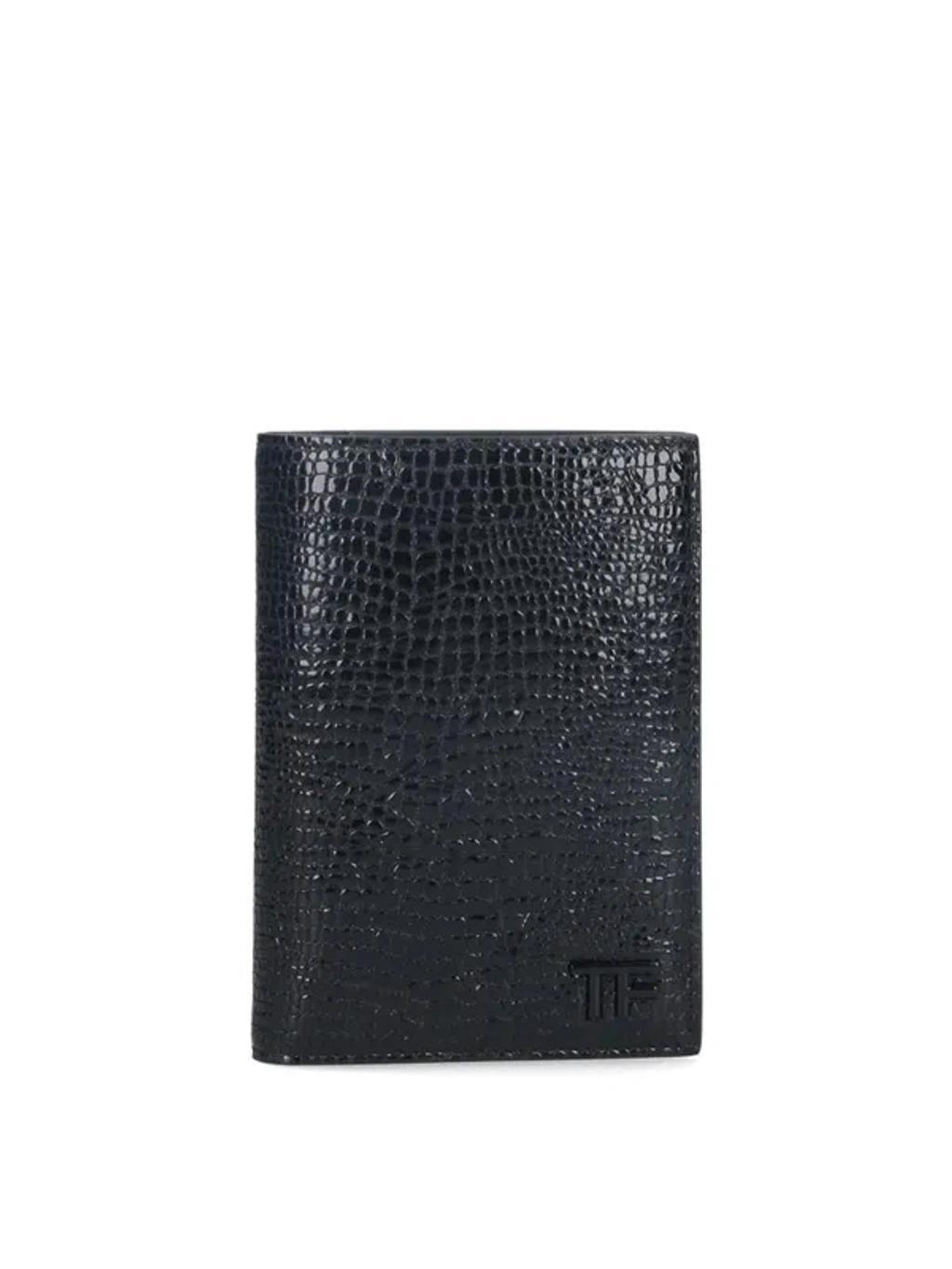 Crocodile Print Card Holder In Black Product Image