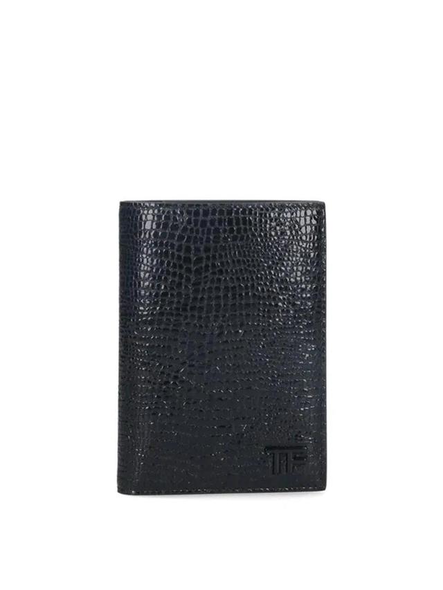 Crocodile Print Card Holder In Black Product Image