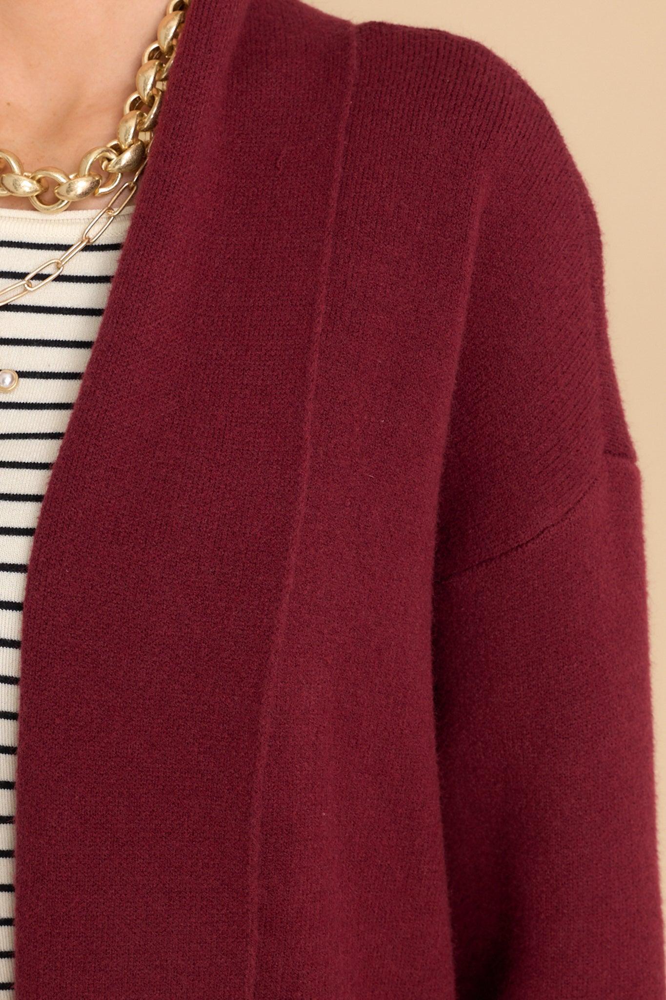 In My Cozy Era Oxblood Red Cardigan Rust Product Image