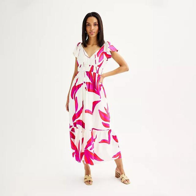 Petite Nine West Flutter Sleeve Maxi Dress, Womens Product Image