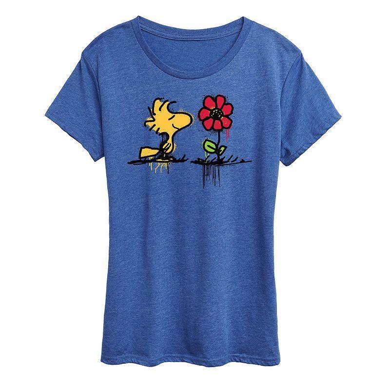 Womens Peanuts Woodstock Rose Graphic Tee, Girls Grey Royal Blue Product Image