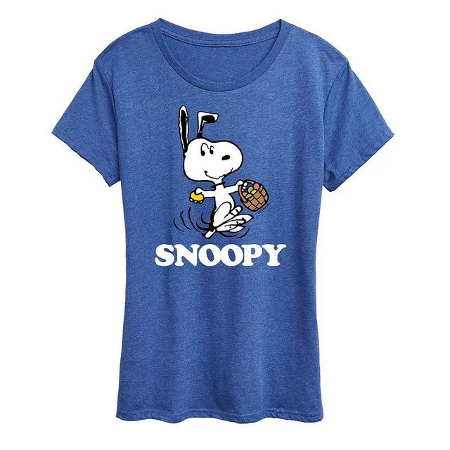 Womens Peanuts Snoopy Easter Basket Graphic Tee Grey Gray Product Image