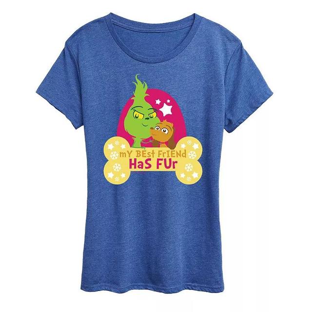 Womens Dr. Seuss Little Grinch Best Friend Has Fur Graphic Tee, Girls Grey Green Product Image