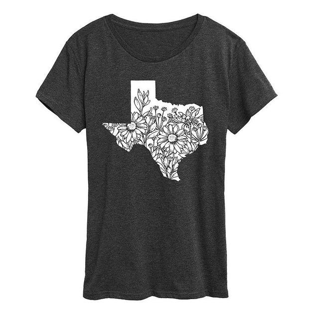 Womens Floral Texas Graphic Tee Grey Blue Product Image