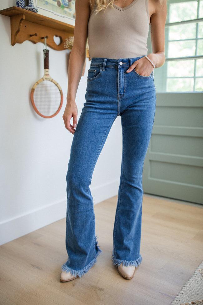 Maren Medium Wash Stretchy Flare Jeans Product Image