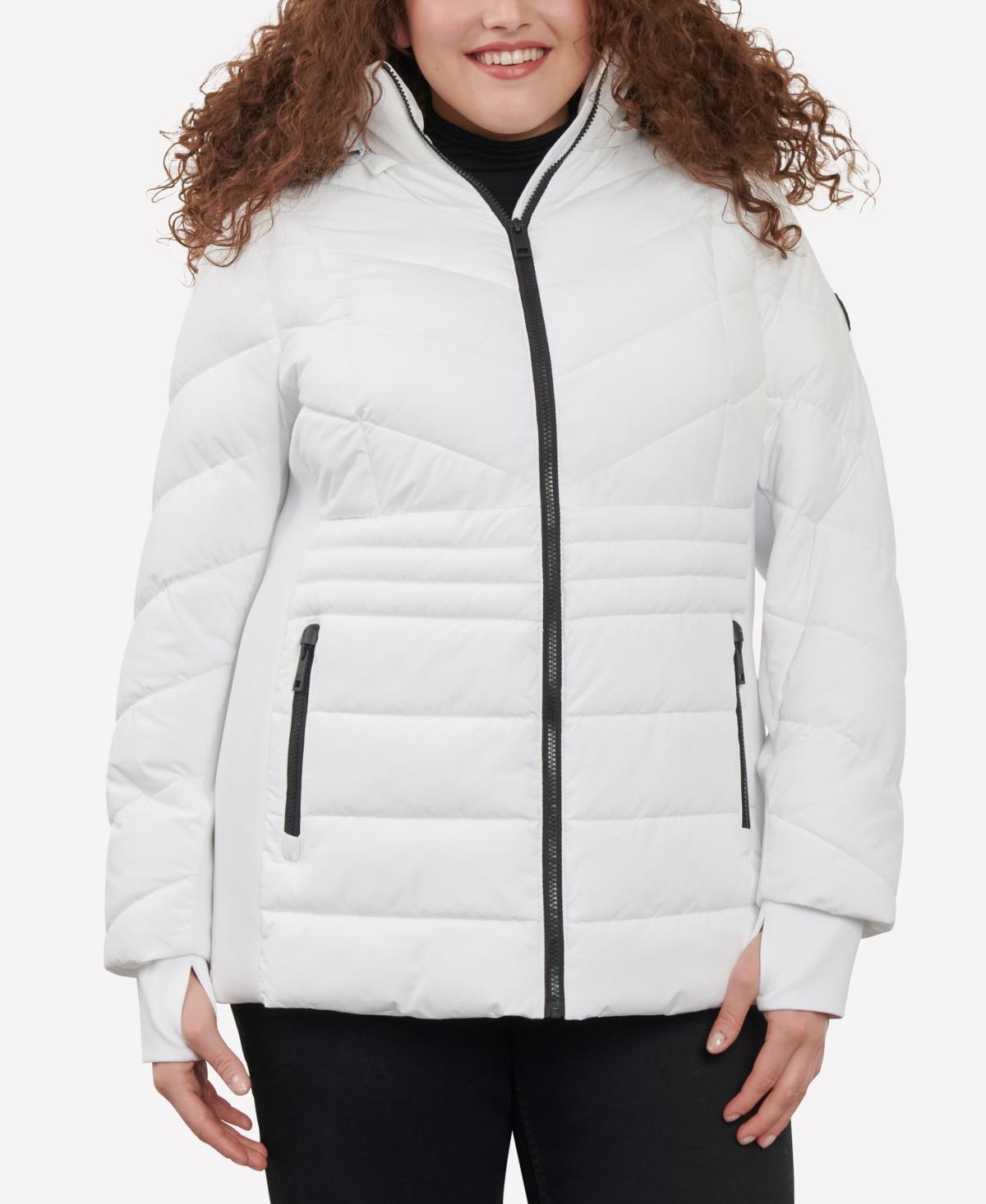 Michael Michael Kors Womens Plus Size Faux-Fur-Trim Hooded Puffer Coat, Created for Macys Product Image