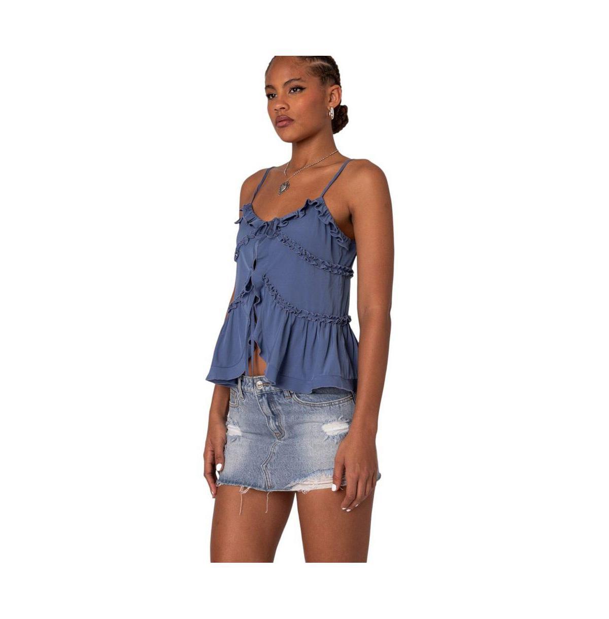 Edikted Womens Juniper tie front ruffled top Product Image