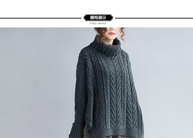 Long Sleeve Turtleneck Cable Knit Sweater Product Image