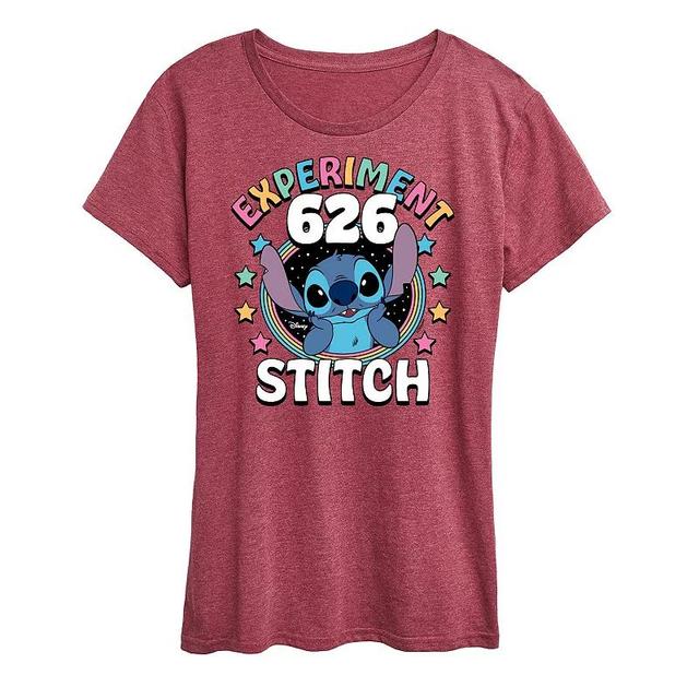 Disneys Lilo & Stitch Womens Experiment 626 Graphic Tee Grey Dark Red Product Image