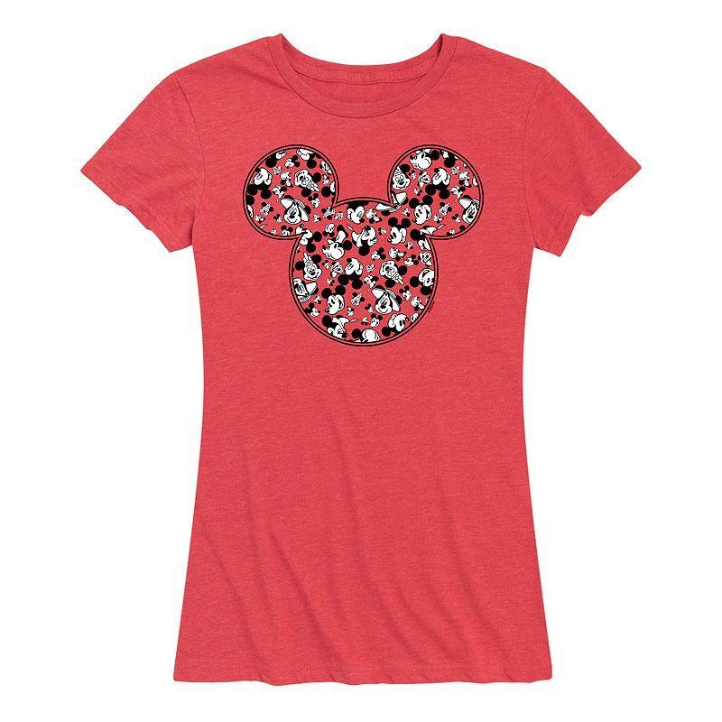 Disneys Mickey Mouse Womens Meta Graphic Tee Grey Dark Red Product Image